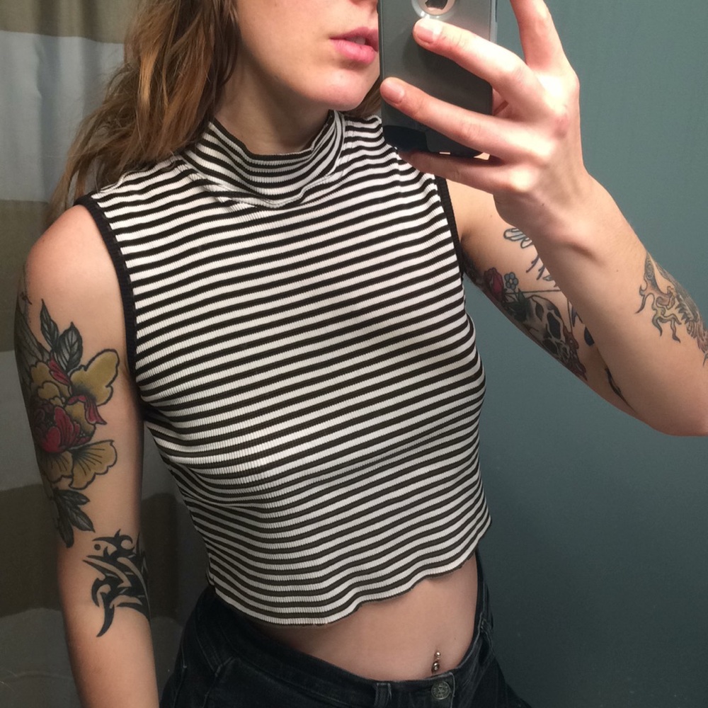 Cropped Mock Neck Top